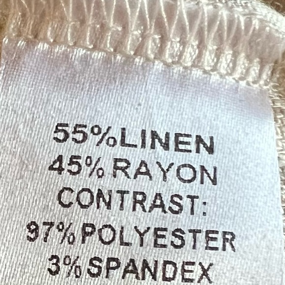 Umgee Beige Linen- Cotton Blend Sequins Pull on Jogger Pants - Picture 8 of 9